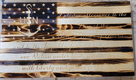 Burnt Pine Engraved Flags